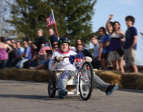 Student participating in the Pine Hill Derby